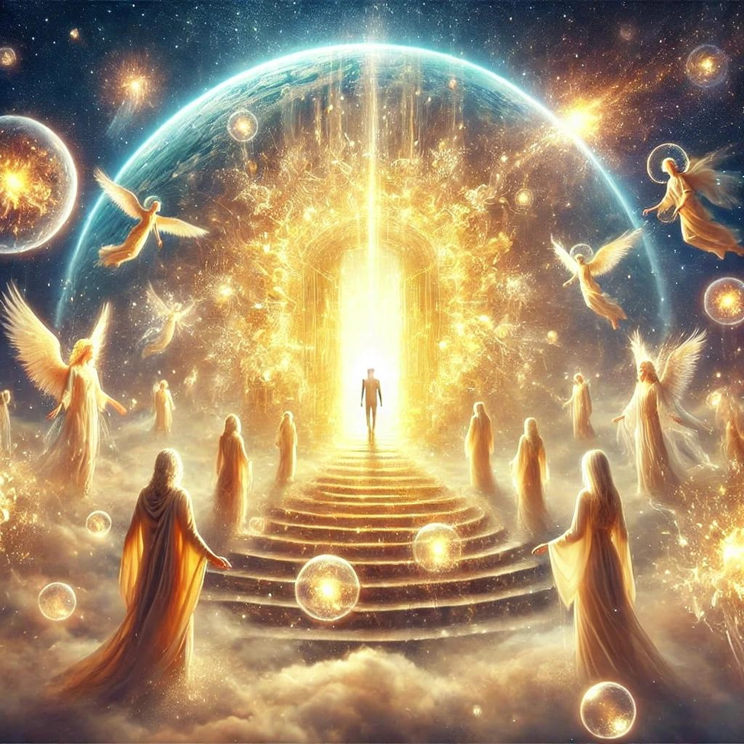 Sirima Miller – LEBENS(T)RAUM für Körper, Geist & Seele – eine künstlerische Darstellung einer spirituellen Reise, oft verbunden mit Vorstellungen vom Himmel oder einem himmlischen Reich.